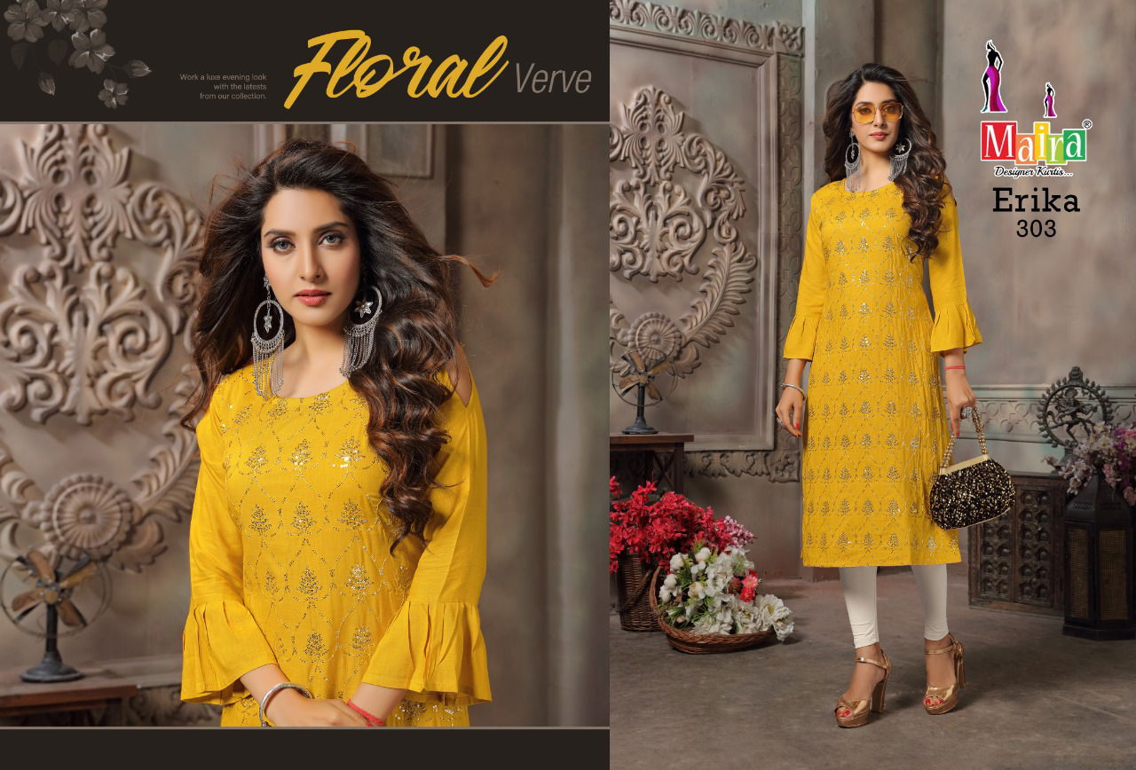 Maira Erika 3 Rayon Ethnic Wear Straight Cut Kurtis Collection